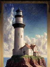 8 x 10 inch Collectible Lighthouse Art Print   03-966300883