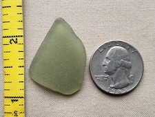 GENUINE PURE BEACH SEA GLASS SURF TUMBLED OLIVE GREEN OCEAN FROSTED PENDANT T02