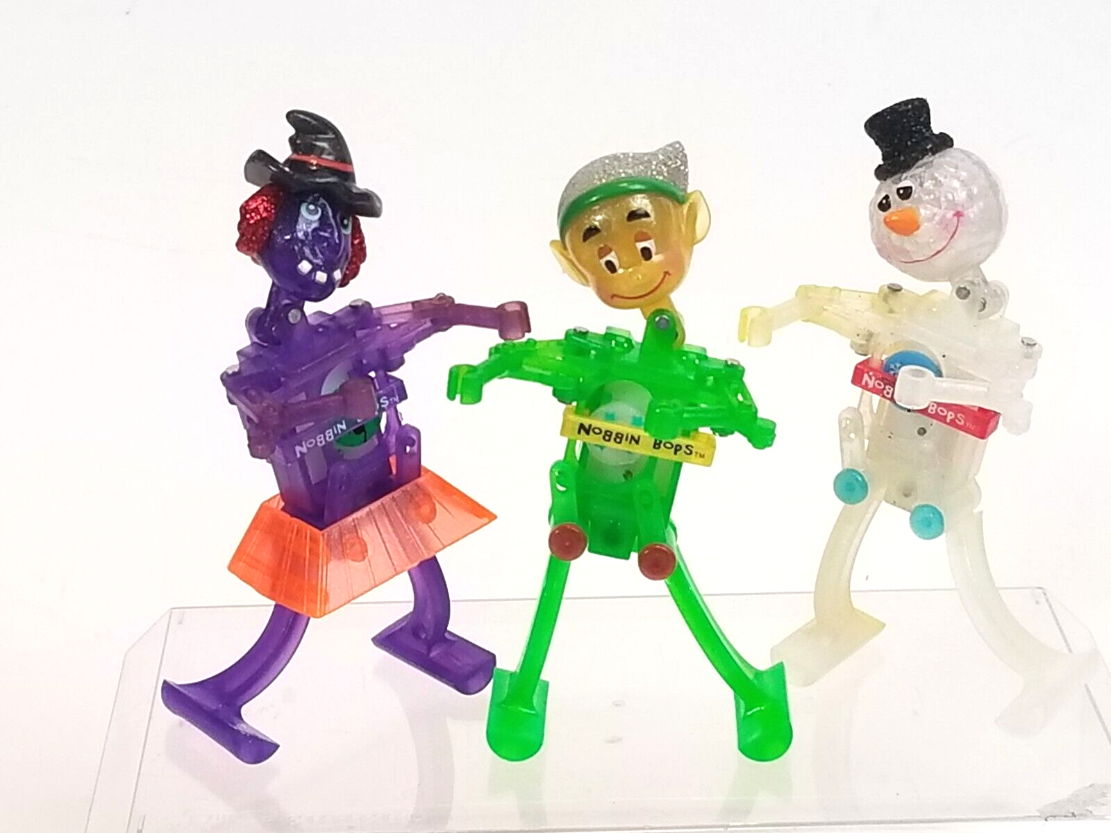 Vintage Z Wind Ups Noggin Bop Elf, Snowy Snowman and Cackle Witch Wind