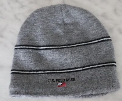 Polo Assn mens gray knit beanie hat (one size)