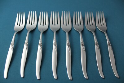 Oneida LA ROSE Salad Forks (Set of 8) WM A Rogers Premier Stainless 6 3/8''