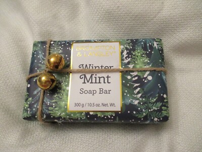 Brompton & Langley Winter Mint bar soap 10.5 oz wrapped with bells trees new