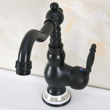 Black Oil Rubbed Brass Kitchen Faucet Swivel Single Handle Sink Mixer Tap fnf659