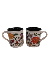 Creative Concepts Enchanted Garden Floral Mugs 1992 Signed