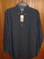 HAGGAR - MEN - DRESS SHIRT - NAVY PLAID - SIZE SMALL PK-41-4