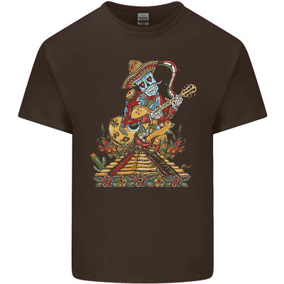 Mariachi Sugar Skull Day of the Dead Gitarre Herren Baumwolle T-Shirt Tee Top