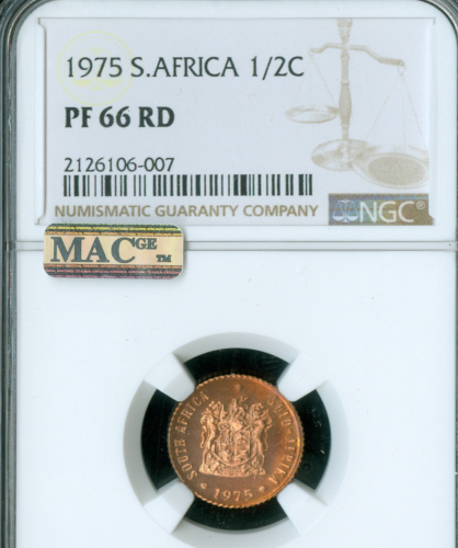 1975 SOUTH AFRICA HALF CENT NGC PF66 RED MAC SPOTLESS  * - Afbeelding 1 van 2