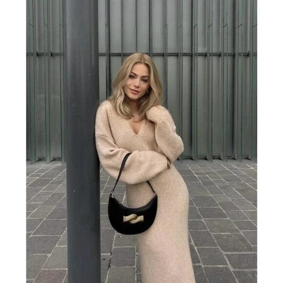 zara long sleeve midi dress ZARA Womens Dress Long Sleeve Black Pleated Belted Midi Dress Small/S NEW