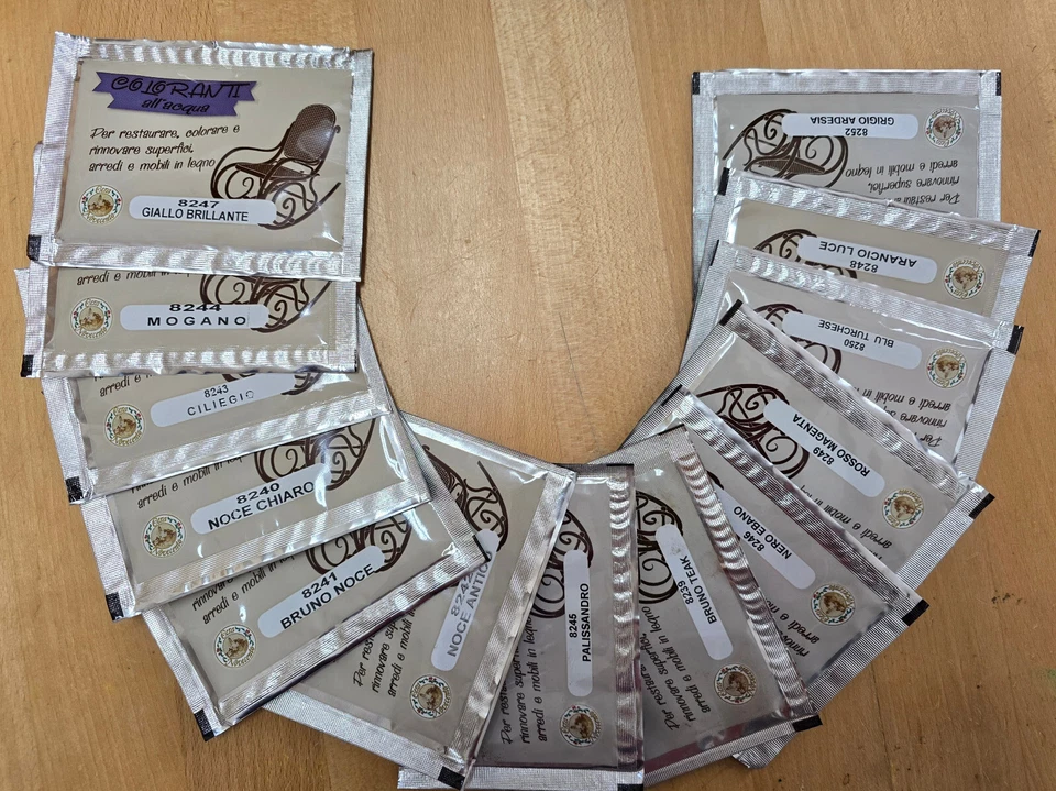 FIORIO COLORI 8g-TÜTE (24,88 €/100g) ITALIENISCHE BEIZE, WASSERLÖSLICH, VERSCHIEDENE FARBEN