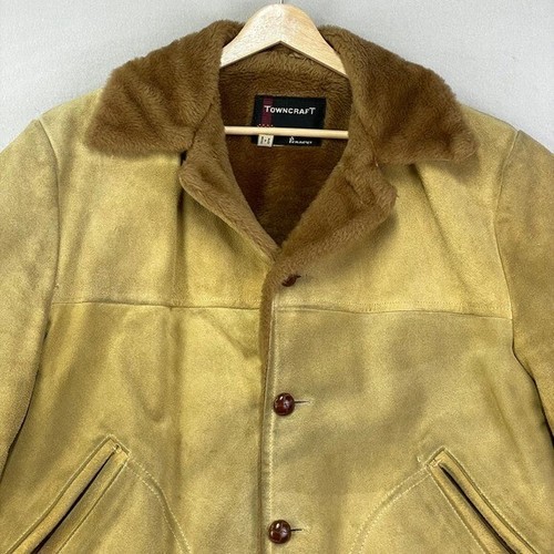 VTG 60s Pennys Suede Jacket Mens Medium Fur Lined Western Workwear Distressed - Picture 2 of 16
