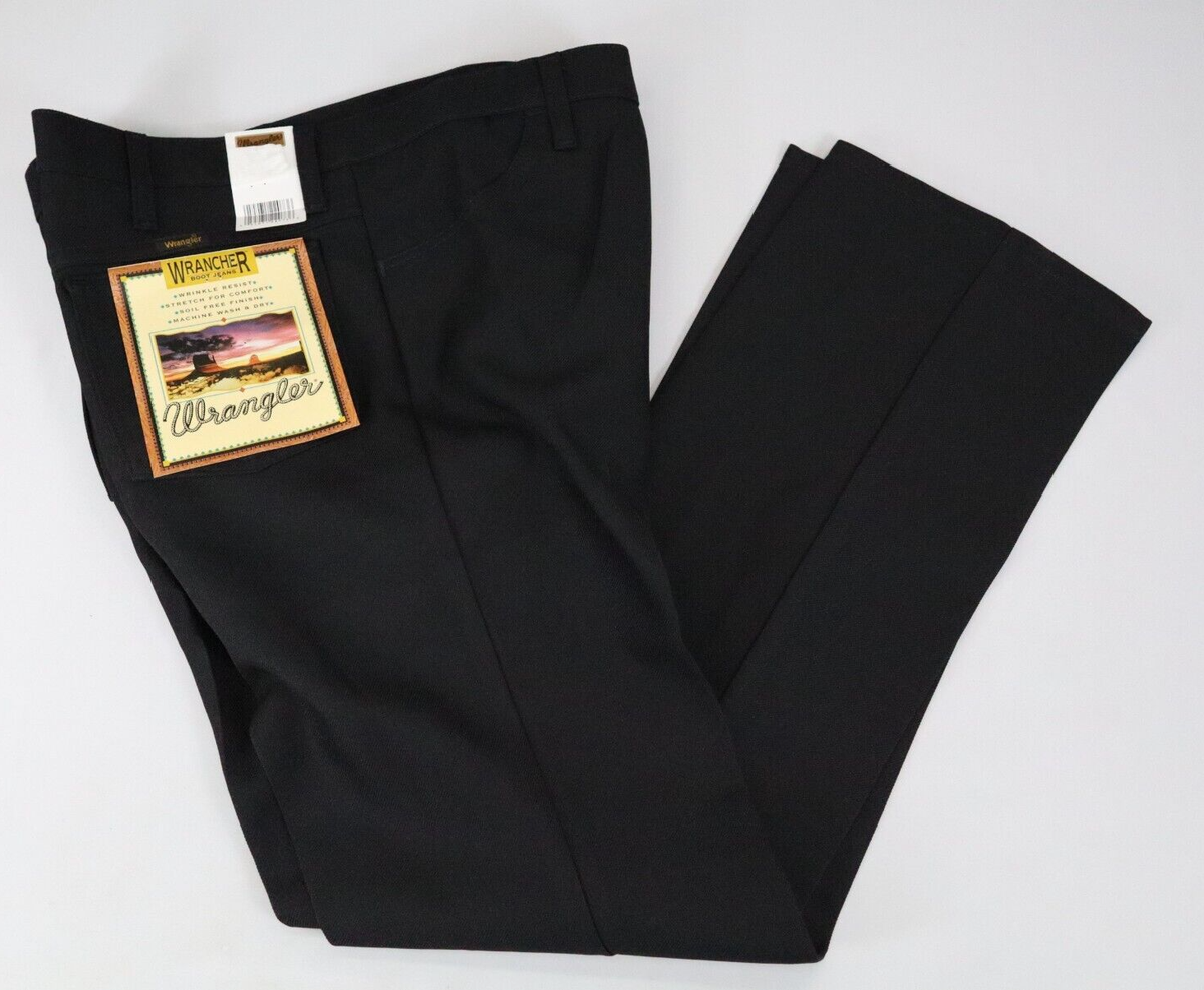 New Wrangler Jeans Mens 38x32 Black Wrancher Bootcut Stretch Wrinkle Free  Pants
