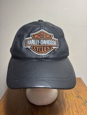 Harley Davidson Hat Adult Snapback Black American Needle 100% VINTAGE Leather