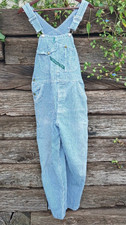 Vintage 1970s Key Imperial Hickory Stripe Overalls USA Made Workwear 38x28