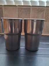 2 x GLASTONBURY FESTIVAL 2004 REUSABLE STAINLESS STEEL CUPS