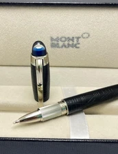 Montblanc Starwalker Roller Black & Silver Body +Clips Ballpoint Pen I Black Ink