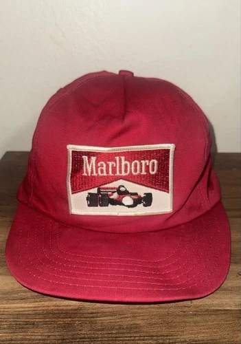 VTG 80s Marlboro F1 Racing Hat Cap SnapBack Made In USA Patch - product listing photo