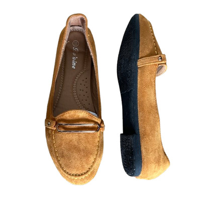Bo'aime Halbschuhe Schuhe Damen senf Größe UK 6 EU 39 Wildlederimitat flach Ballerinas sehr guter Zustand.
