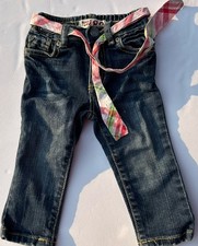 Vintage Y2K Children's Place Baby Girl Skinny Jeans Heart pockets Belt 18M