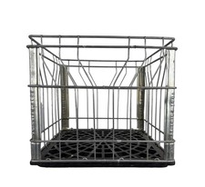 1979 Okay Dairy Steel Wire and Plastic Bottom Milk Crate 13 x 13 x 11"