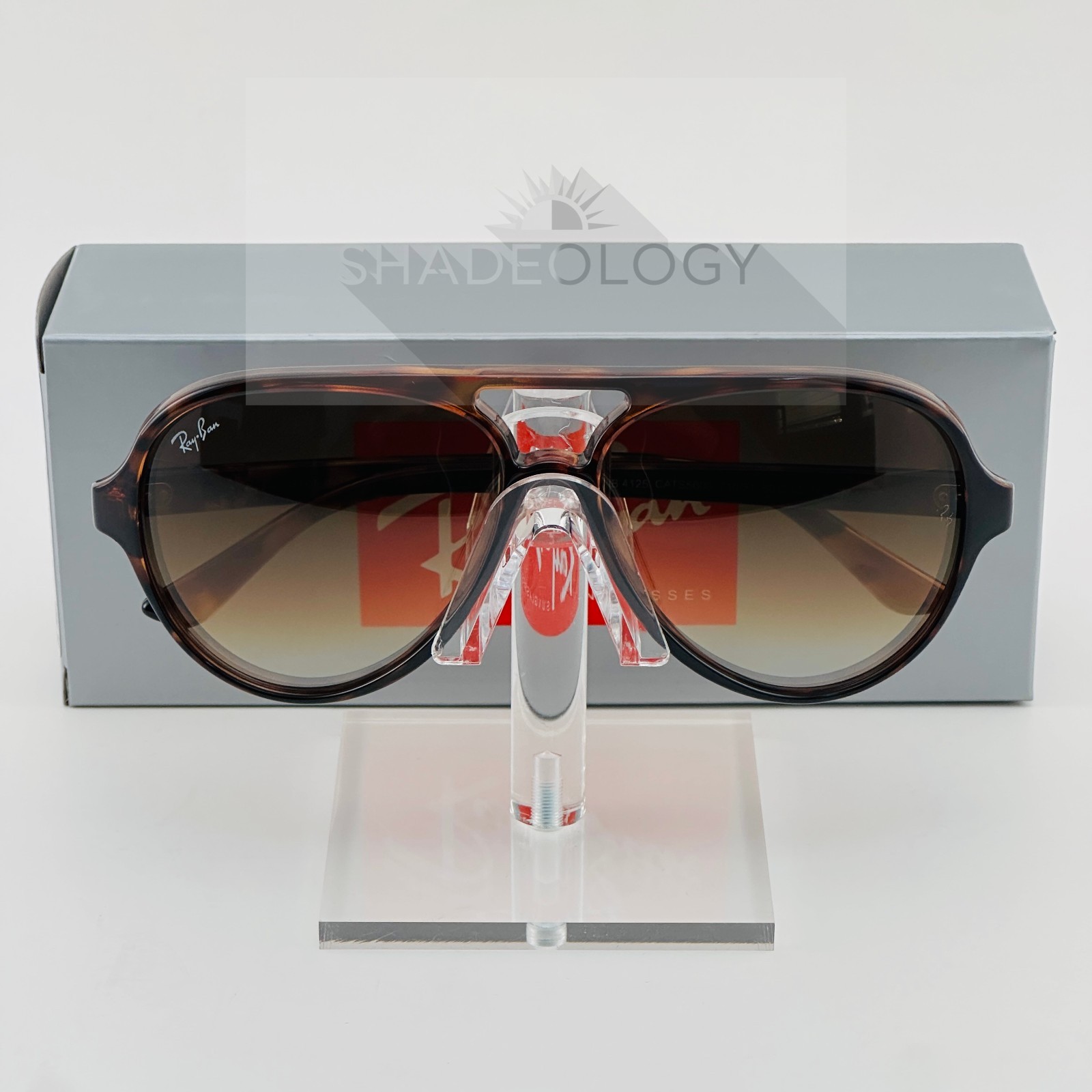 Ray-Ban Cats 5000 Gradient Lens Gloss Tortoise Frame Sunglasses RB4125 710/51