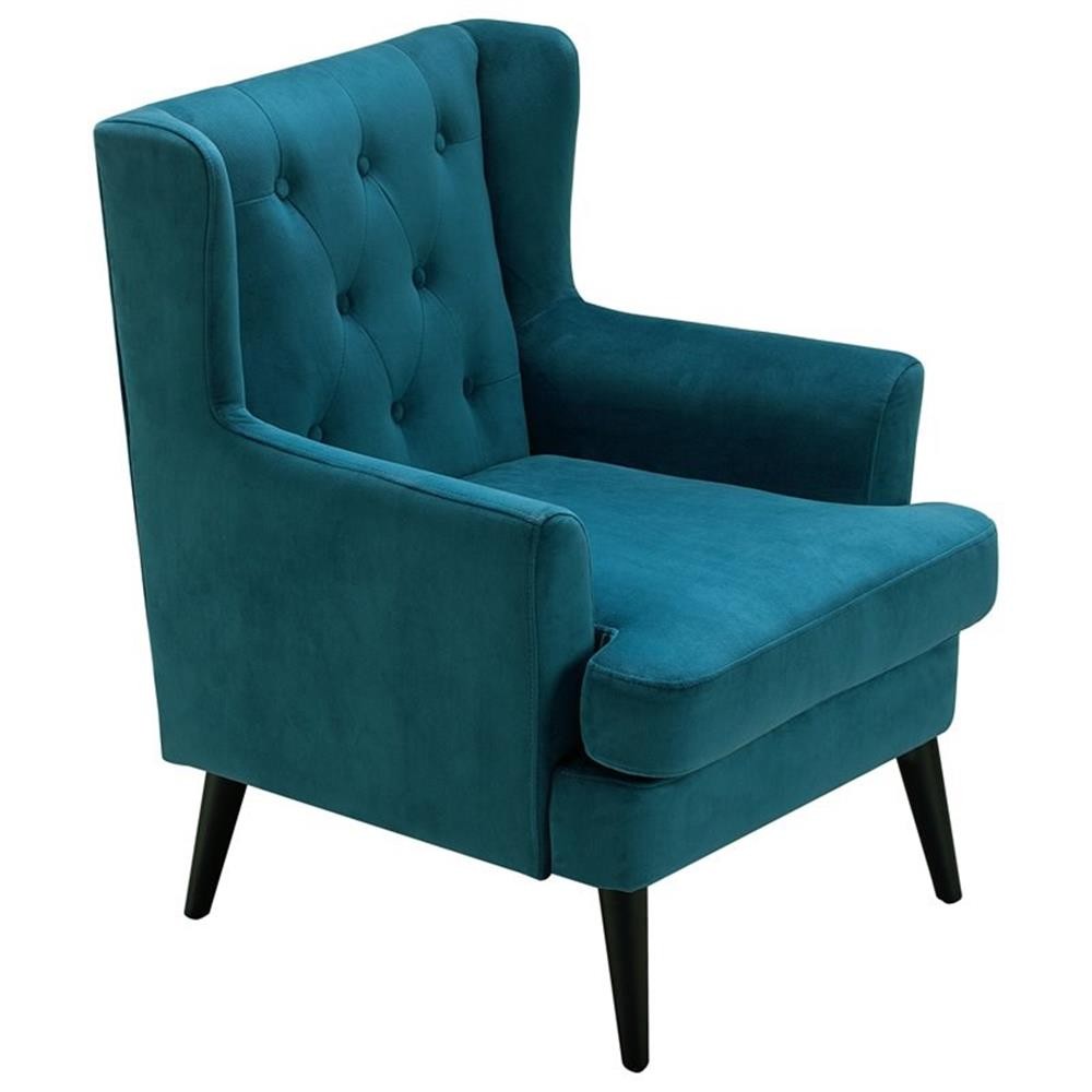 Home Square 2 Piece Tufted Velvet Accent Chair Set in French Teal Blue