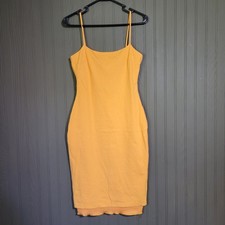 Lulus Paulina Bodycon Mini Dress Spaghetti Strap Ruffle Hem Orange Women's Small