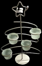 Silverstone Christmas Tree 4 Frosted Tea light Holder