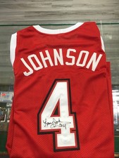 LARRY JOHNSON SIGNED AUTO JERSEY JSA REBELS RED PA