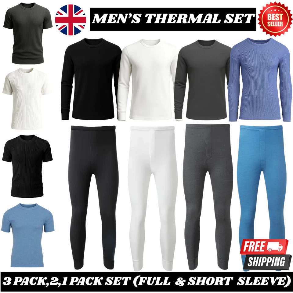 ROYAL DREAM Mens Thermal Long Johns Top T Shirt Bottom Trouser Underwear Set Full Sleeve lot