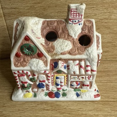 Vtg Giftco Ceramic Ginger Bread House Candyland Candy Canes Christmas Village