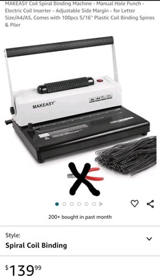 PARTS ONLY    MAKEASY,  Electronic Coil Spiral Binding Machine, With Manual Hole