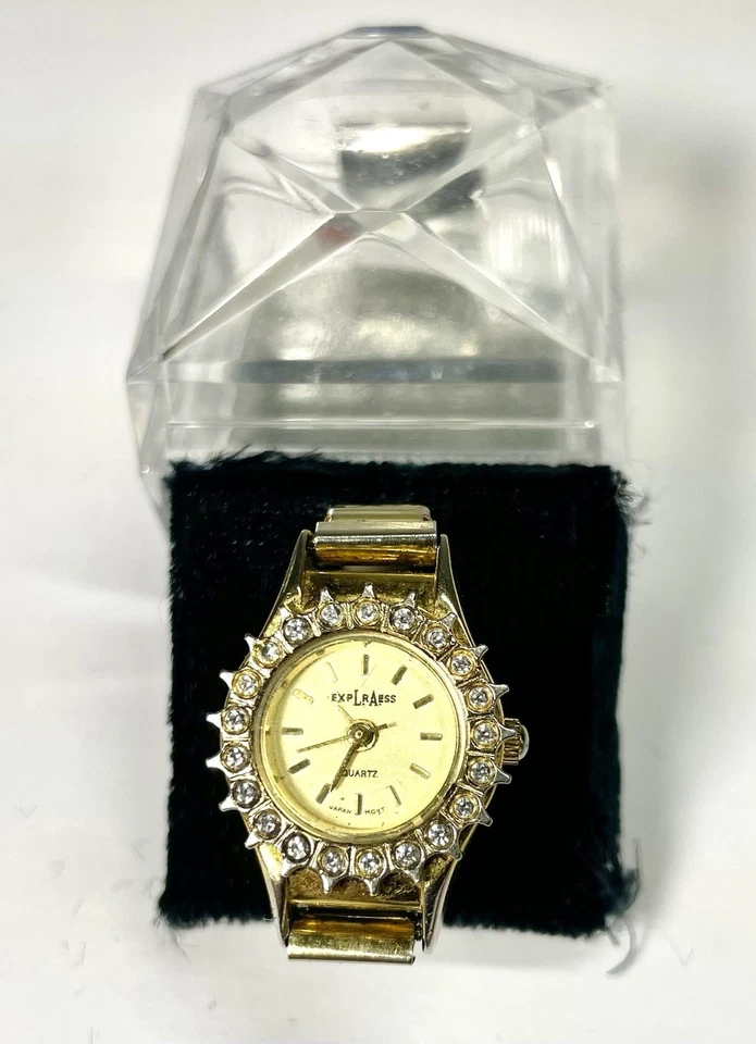 Reloj Anillo Mujer La Express Vintage Tono Dorado Con Cristales Foto 2 de 4