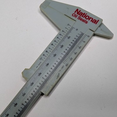 Vtg National Oil Seals Plastic Vernier Caliper 6'' 150mm Measuring Tool Promo