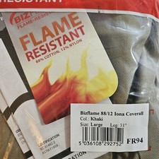 New Large Portwest FR94 Bizflame 88/12 Iona FR Coverall 31" Inseam Khaki
