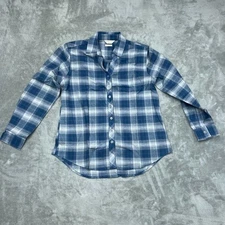 Weatherproof Vintage Blue Plaid Comfort Stretch Shirt Size S d0017