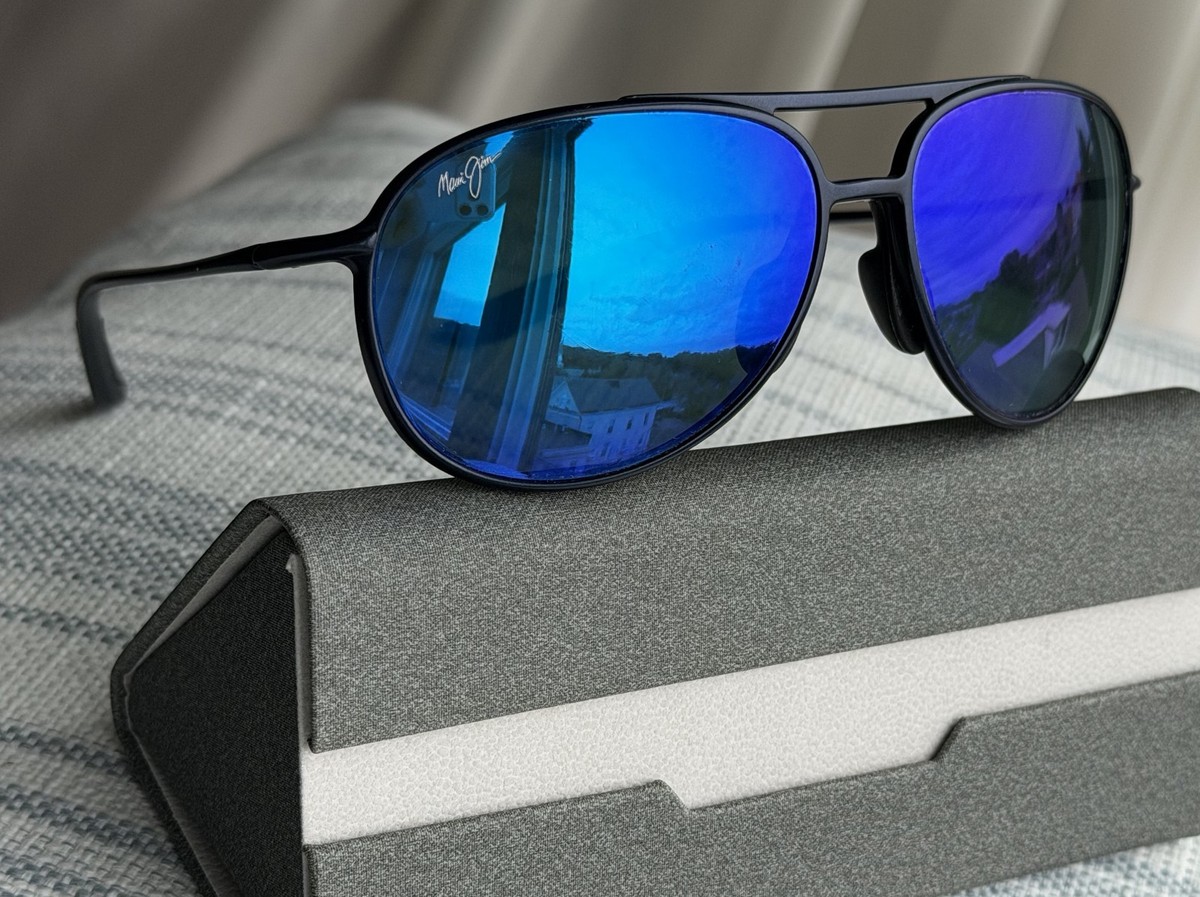 Billlie つき Maui Jim Alelele Bridge MJ 438 03M Black Frame + Blue Hawaii