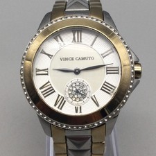 Vince Camuto Womens Watch 40mm Two Tone Crystals VC15048 New Battery 6.25"