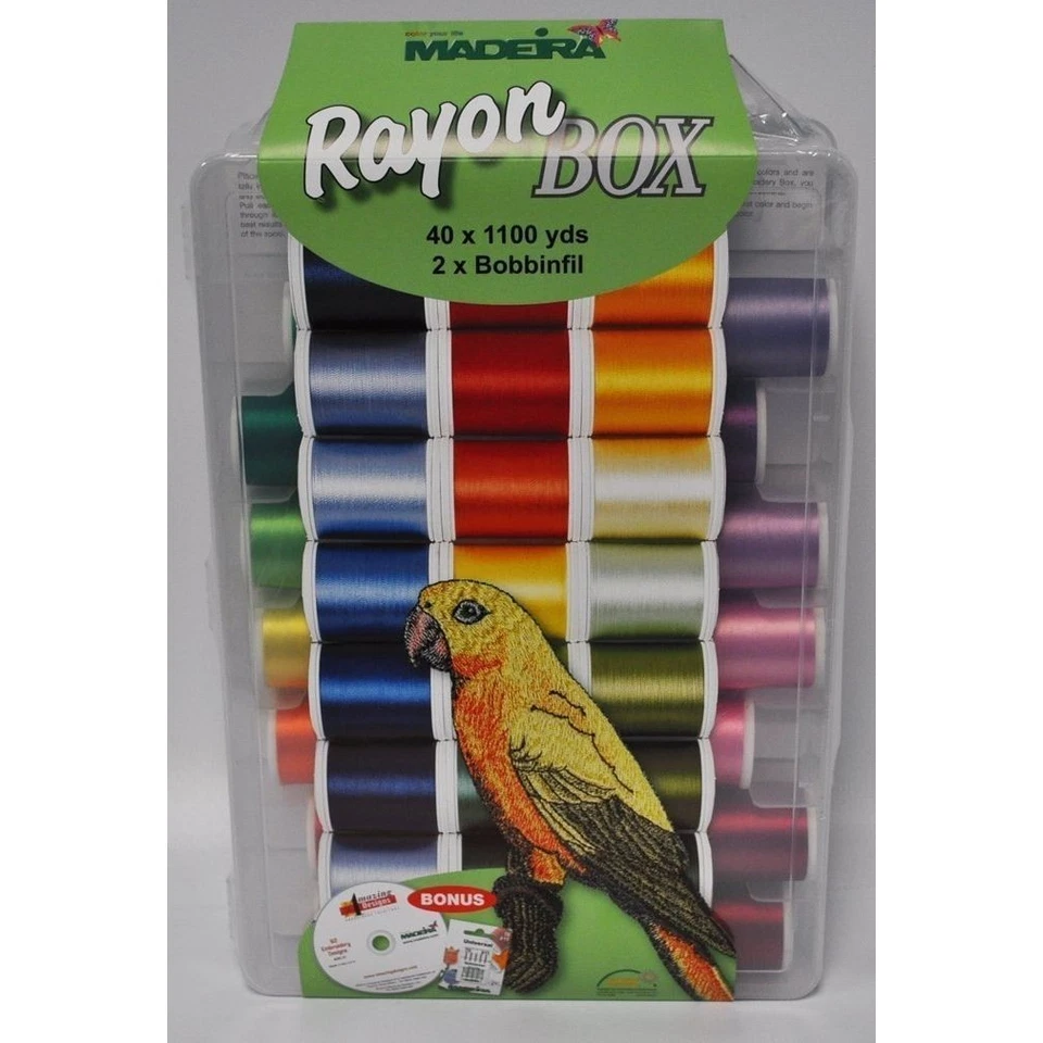 Madeira 42 Large 1000m Spool Rayon Embroidery Thread Box with Bonus New - Image 2 of 2