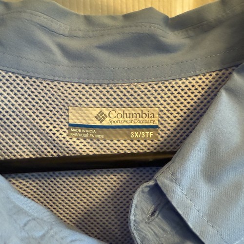 Columbia Men's Size 3XL Blue Short Sleeve Button Down Vented Fishing Shirt - Picture 4 of 6