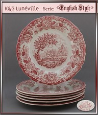 Ein Speiseteller 25cm  "English Style"  von Luneville France rot