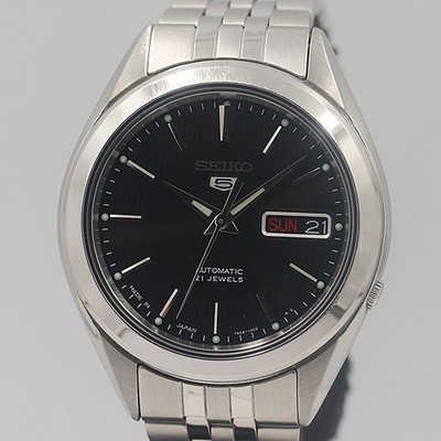 working good condition Seiko 5 Day Date 7S26 03V0 AT Automatic Black Dial Men's