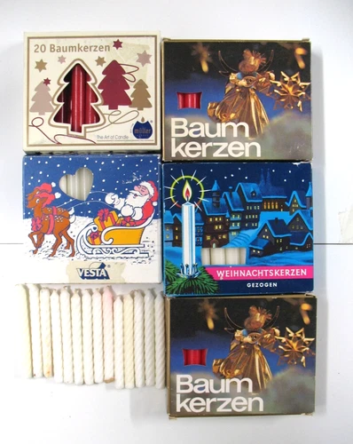 HUGE LOT  100+ Vintage Christmas Angel Chime Tree Candles BAUMKERZEN Red White - product listing photo