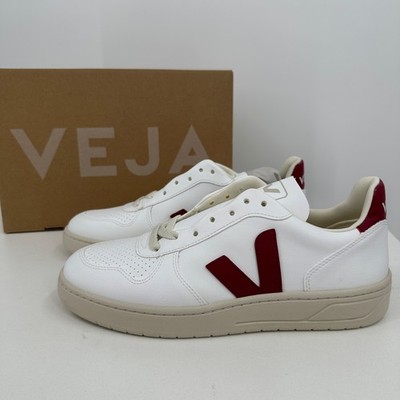 Veja V-10 CWL Sneakers size 9 Women's 40 EU White/Marsala Vegan Leather BRAZIL
