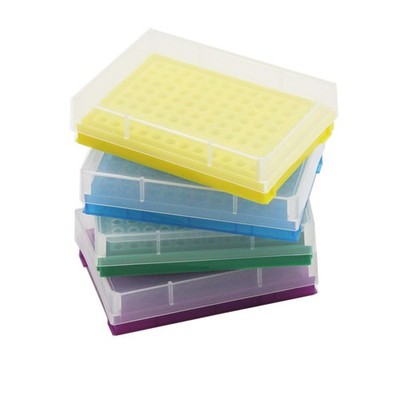 PCR Tube Rack for 0.2ml Micro-Tubes, 8 x 12 Array Pack of 4(Blue/Yellow/Purpl...
