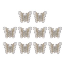 10 Pcs Butterfly Iron on Patches Embroidered Sew on Applique Silver