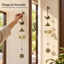 Hanging Metal Door Decor Wind Chime with Three Bells, For Patios - For
