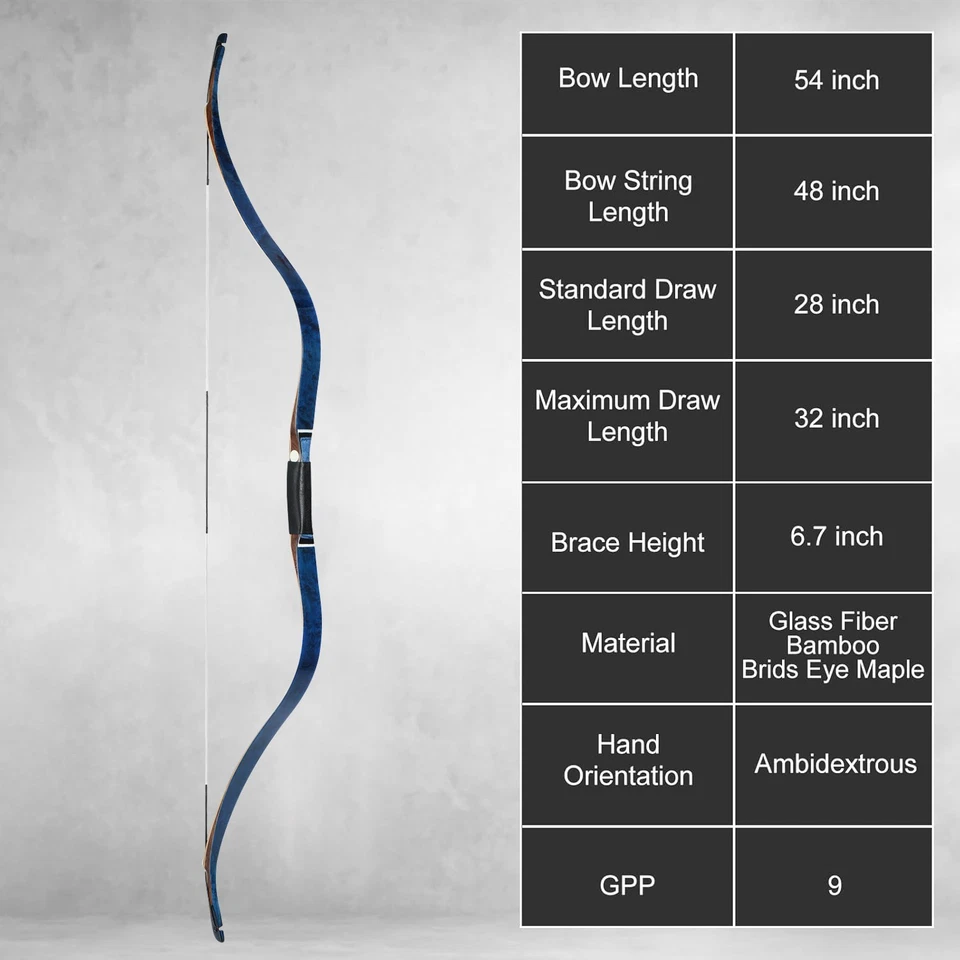 Arco de caza AF Archery 54"" Crimea Tatar azul ojo de pájaro arce curso recurvo Foto 3 de 4
