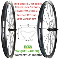 29er MTB Bicycle Boost Wheelset 32/34/36mm Width Carbon Wheel 23mm Depth 28Holes