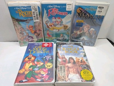 Disney Lot of 5 New VHS Rescuers, Great Mouse Detective, Atlantis, Jungle Book