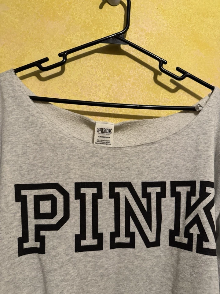 ROSA Victoria’s Secret Gris Fuera del Hombro Pull Over Sudadera XL Foto 3 de 4